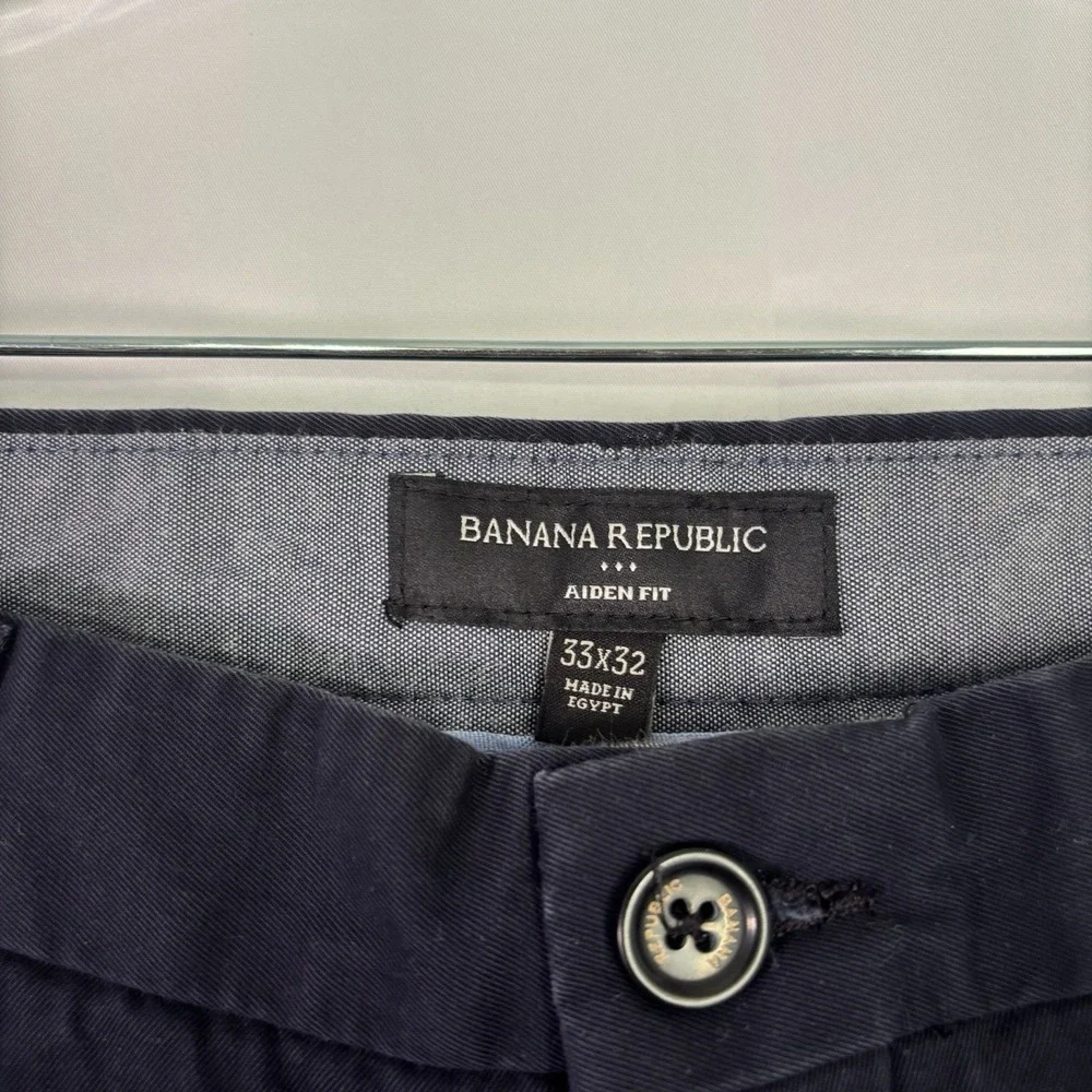 Banana‎ Republic Men's Aiden Fit Cotton Chino Pants Navy 33x32